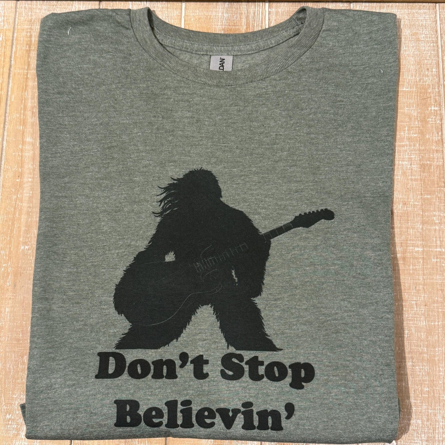 Don't Stop Believin Bigfoot Guitar Singing Unisex Tshirt, Tee, Sasquatch, Bigfoot, Gildan Softstyle