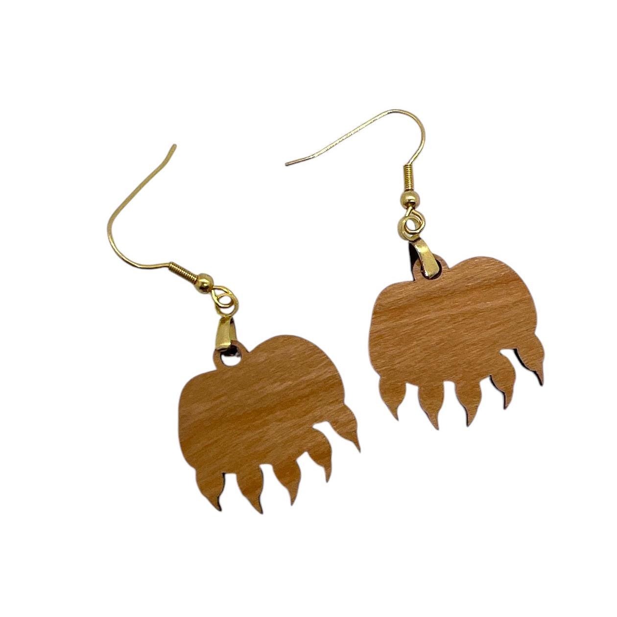 Wood Bear Claw Mountain Earrings