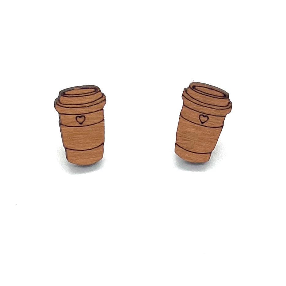 Bakery Barista Earrings Coffee Cocoa Frappuccino Croissant Muffin Stud Wood Earrings