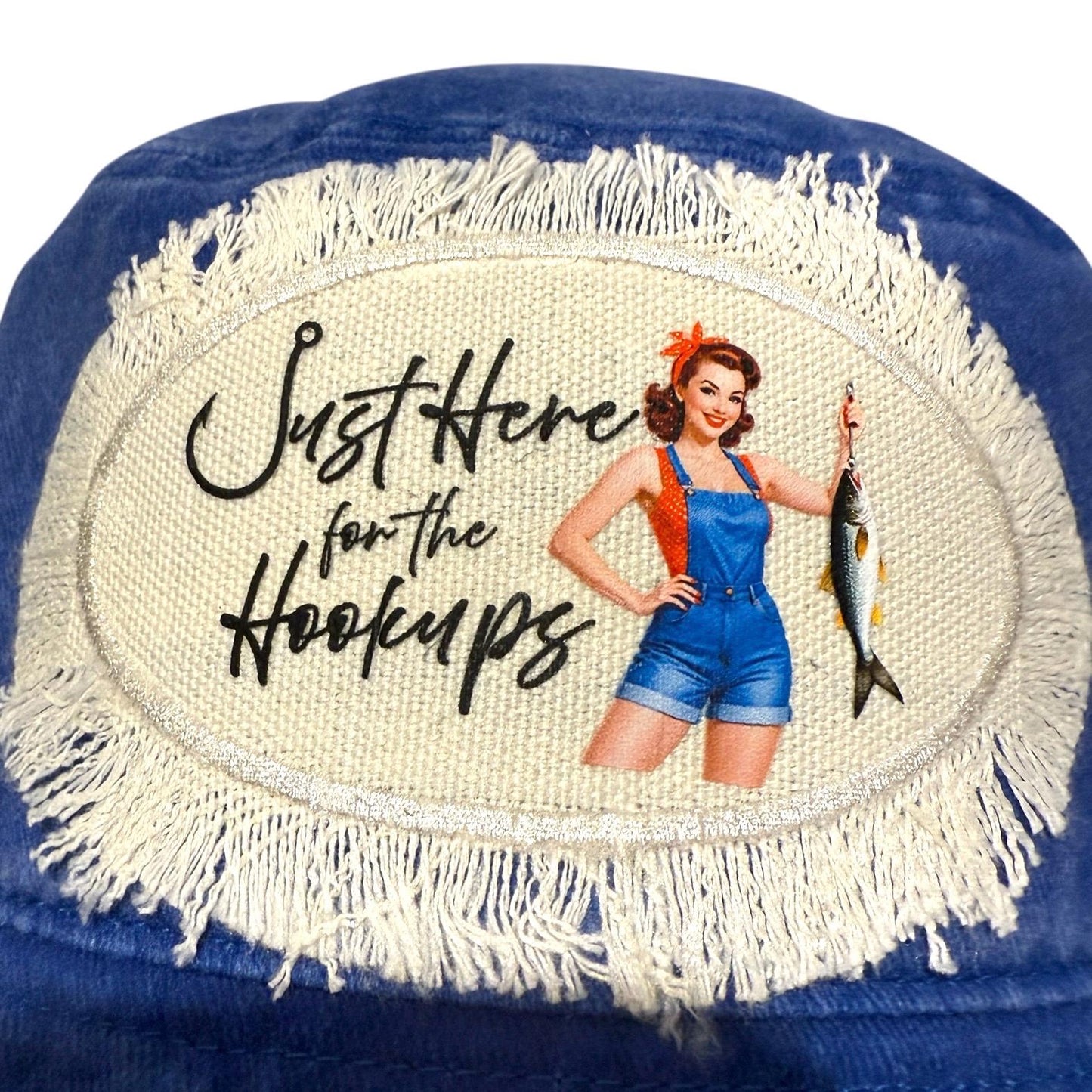 Just Here for the Hookups Fishing Bucket Hat