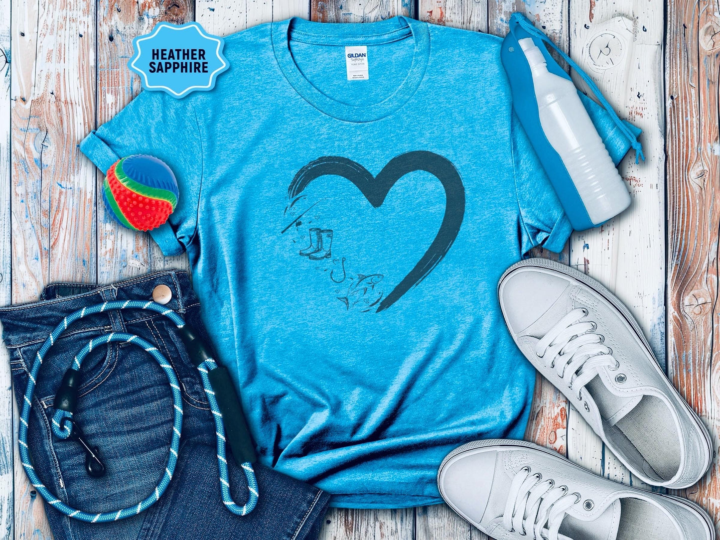 Heart I Love Fishing Tee