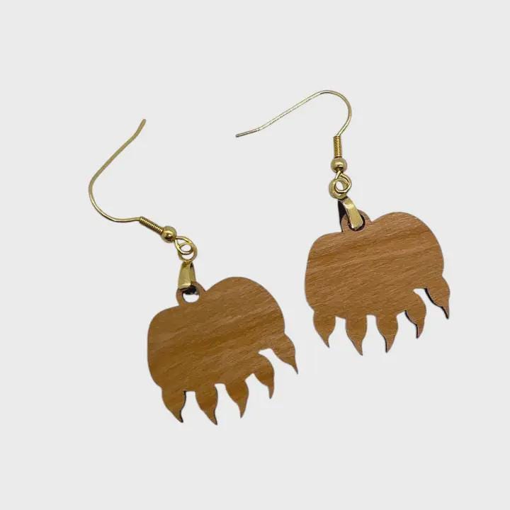 Wood Bear Claw Mountain Earrings