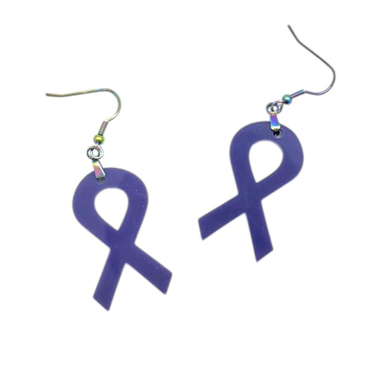 Purple Cancer Ribbons Earrings
