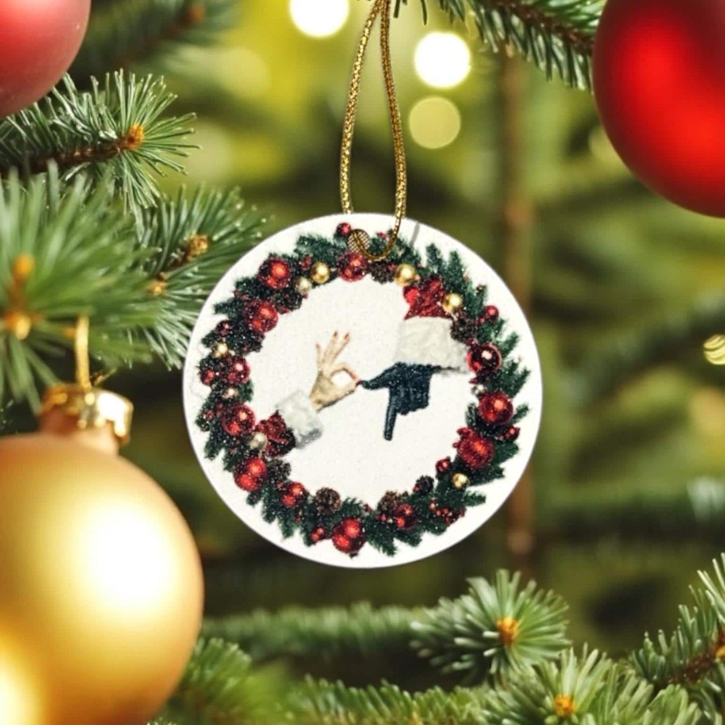 67 6-7 Santa Mrs. Clause Aluminum Metal Ornament - White Elephant, Teenager Christmas, Gag Gift, Six Seven