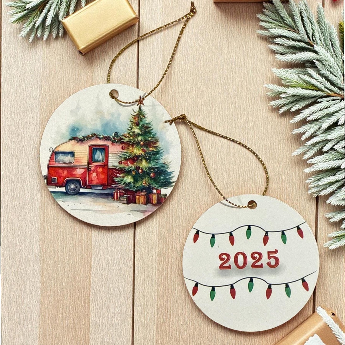 Camper RV Caravan Camping Ornament Camper RV Van Tree