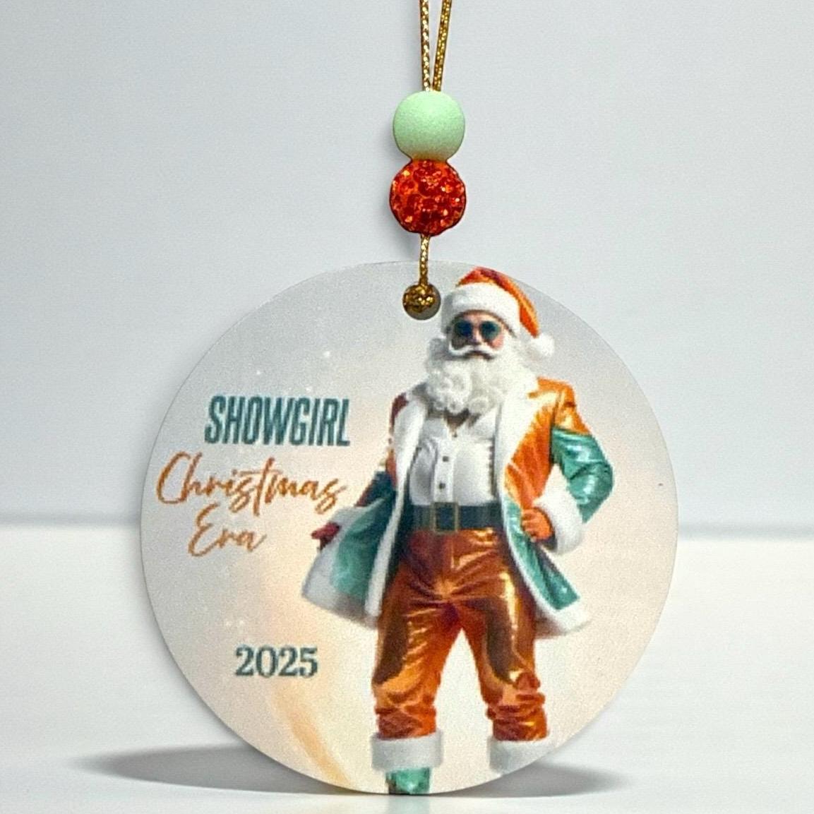 Showgirl Orange Glitter Christmas Ornament Santa Christmas Era