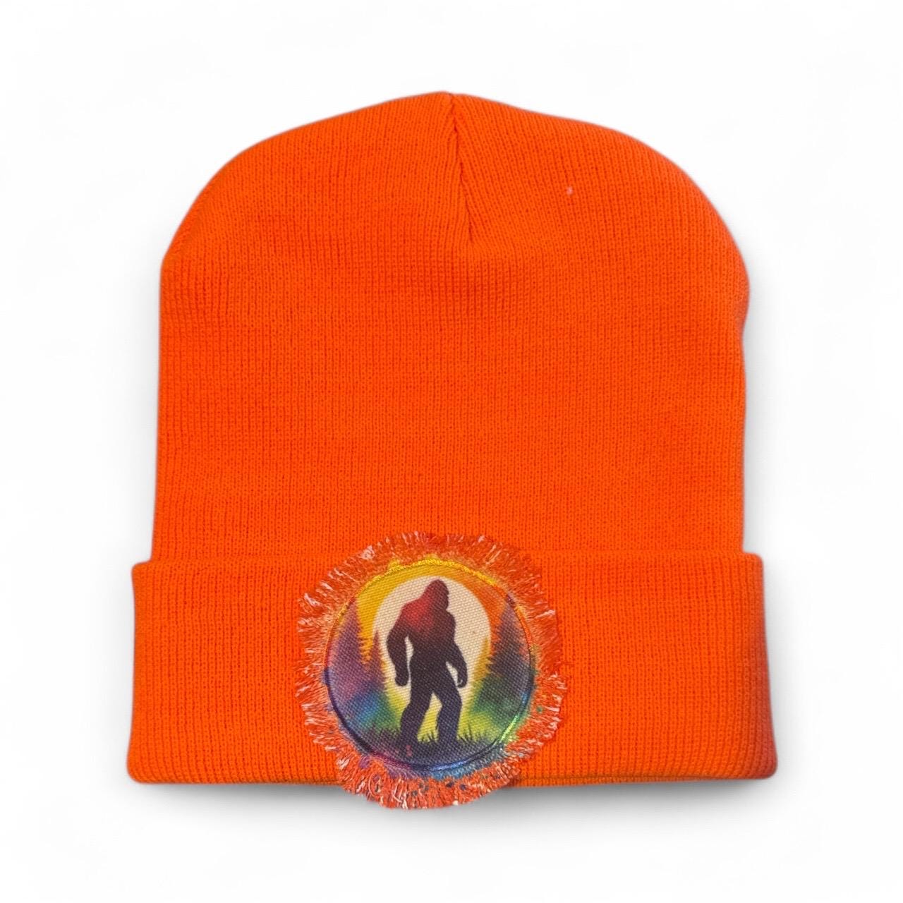 Sasquatch Bigfoot Foot Beanie Hat Toque Black Winter Hunting Orange