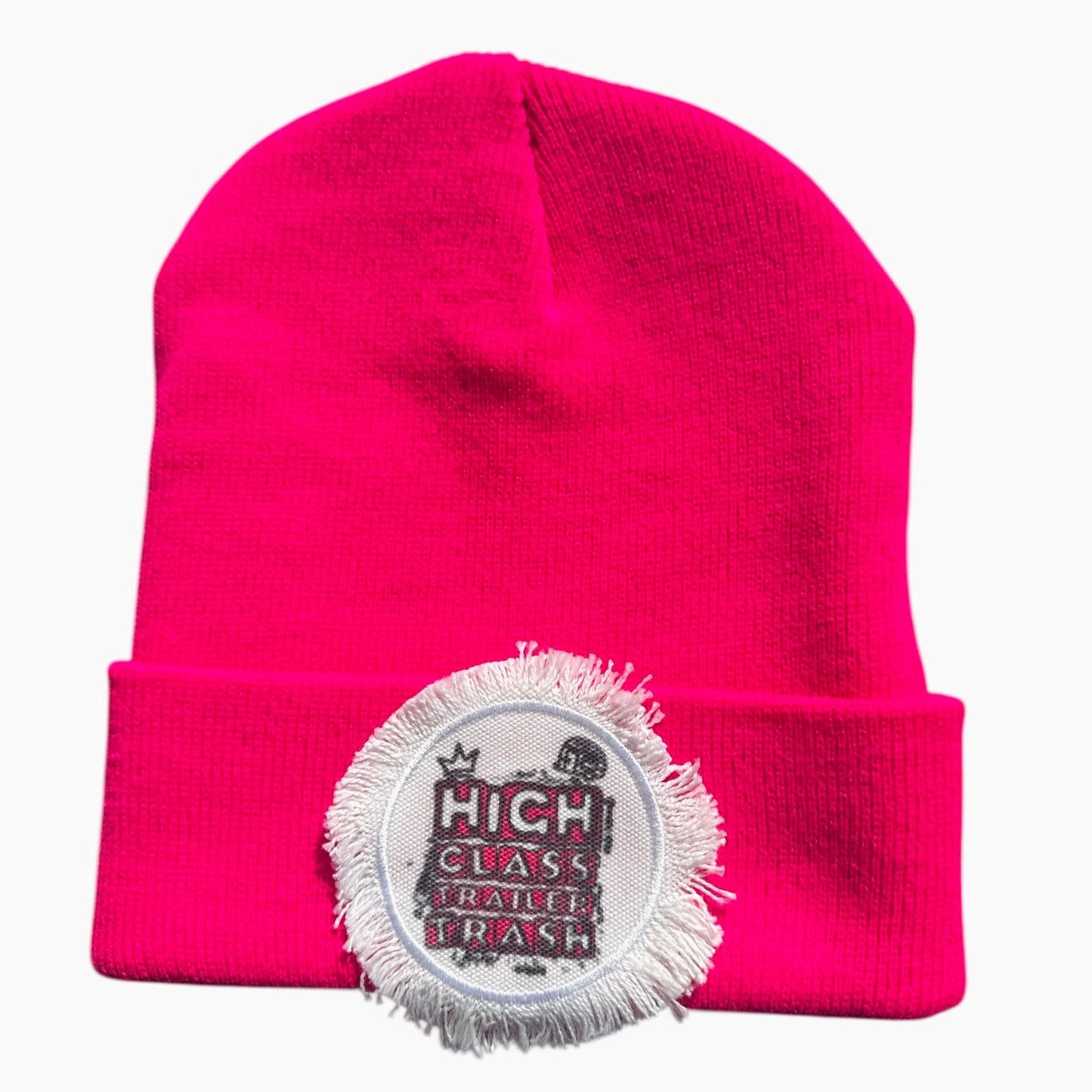 High Class Trailer Trash Camper Hot Pink Beanie
