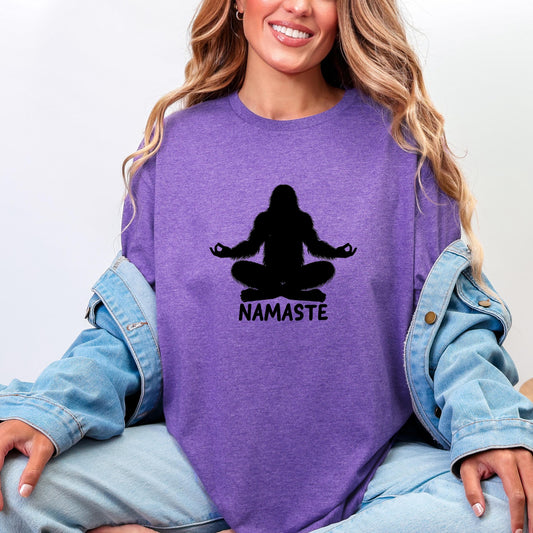Bigfoot Yoga Namaste Tshirt, Tee Heart Hands, Sasquatch, Bigfoot, Comfort Colors