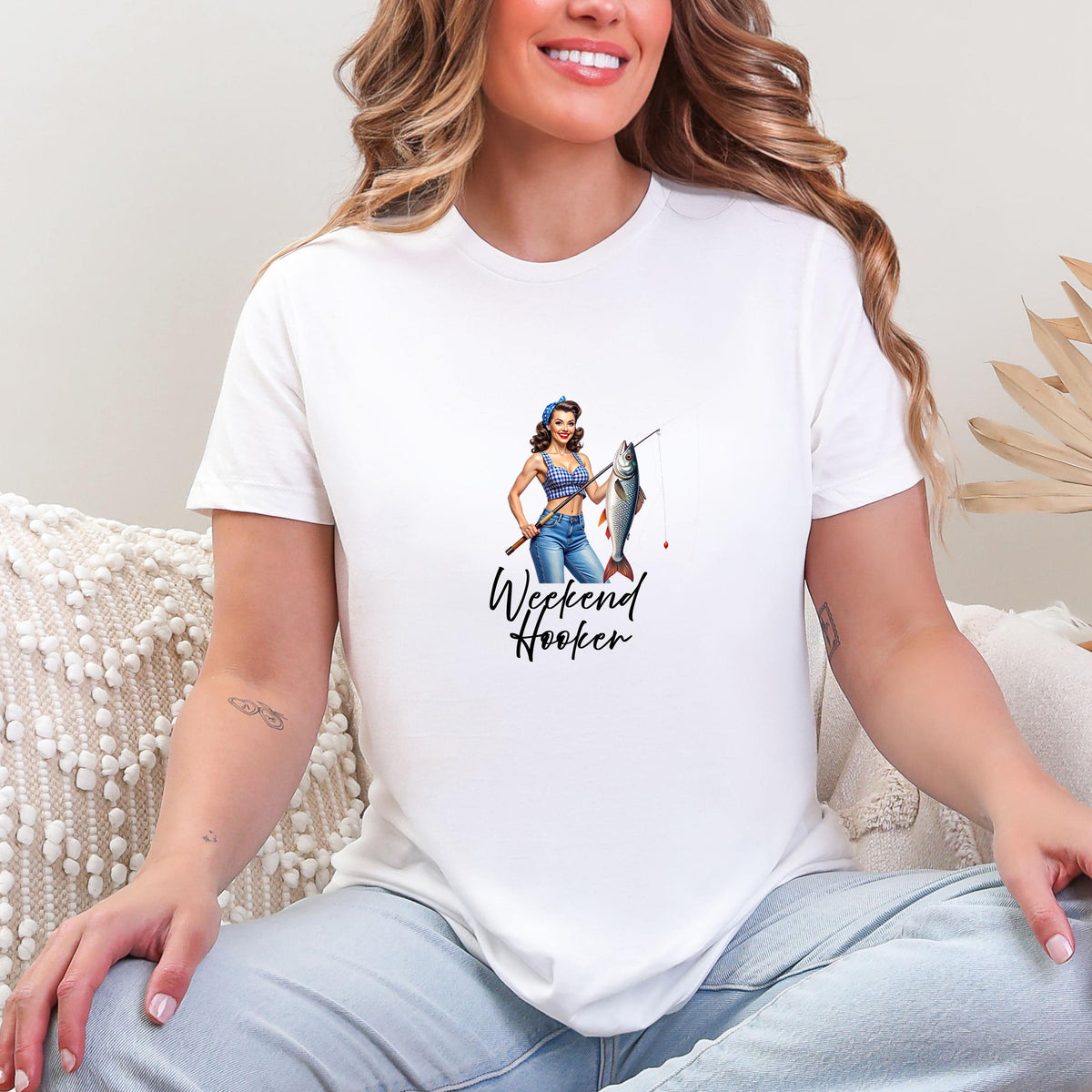 Blond or Brunette Weekend Hooker Ladies Fishing Tee T-shirt