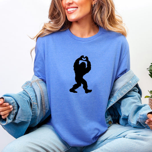CLEARANCE! Heart Hands Bigfoot T-Shirt: Comfort Colors Sasquatch Tee