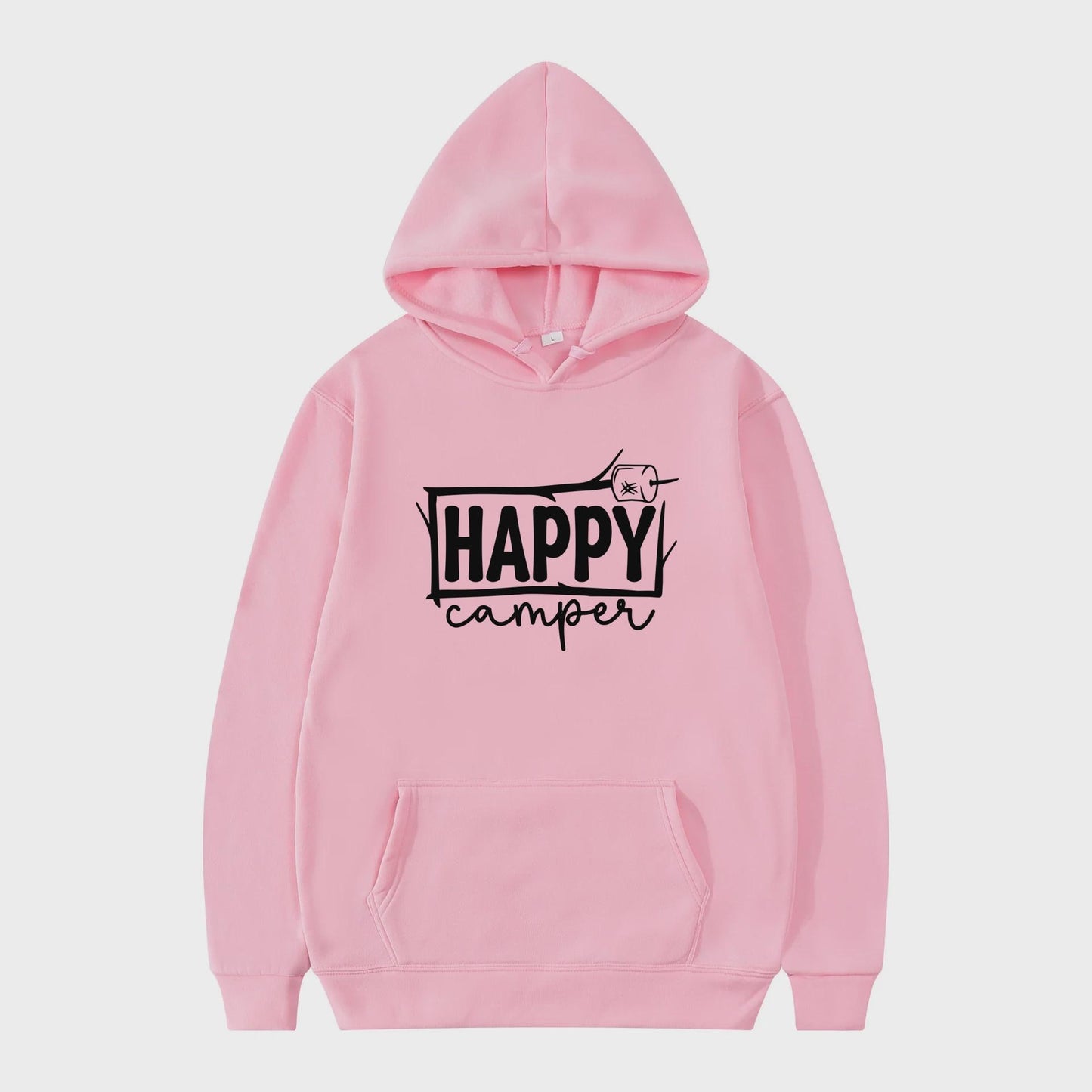 Clearance Happy Camper S'more Smores Unisex Hoodie Sweatshirt PINK 2XL