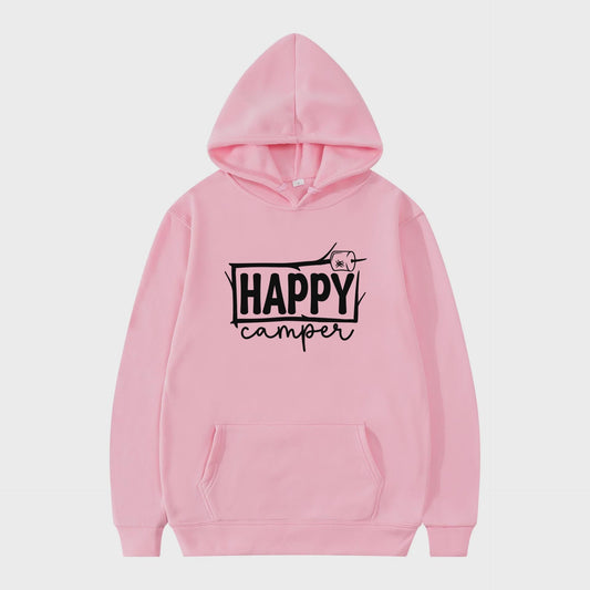 Clearance Happy Camper S'more Smores Unisex Hoodie Sweatshirt PINK 2XL