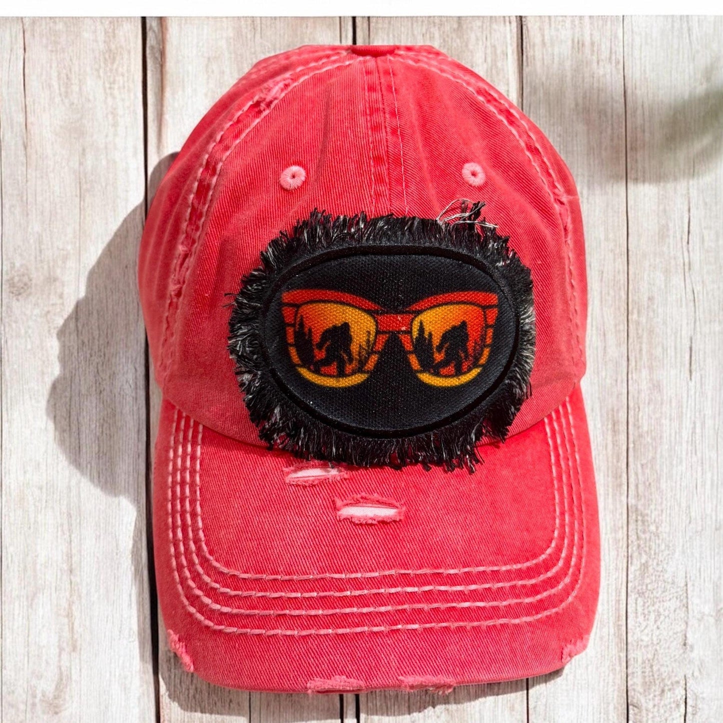 Bigfoot Distressed Sunglasses Hat: Funny Camping Cap cap