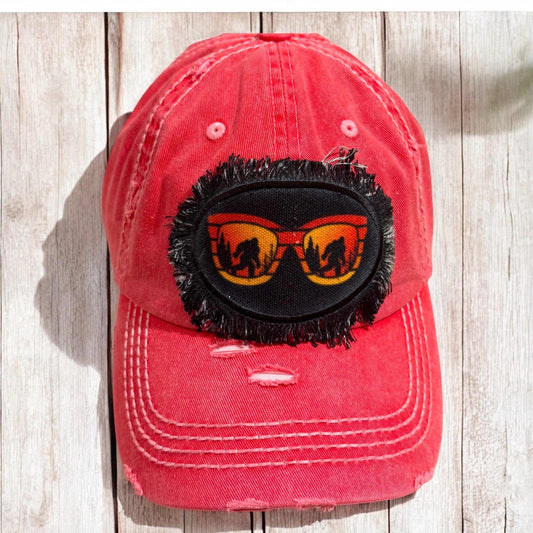 Bigfoot Distressed Sunglasses Hat: Funny Camping Cap cap