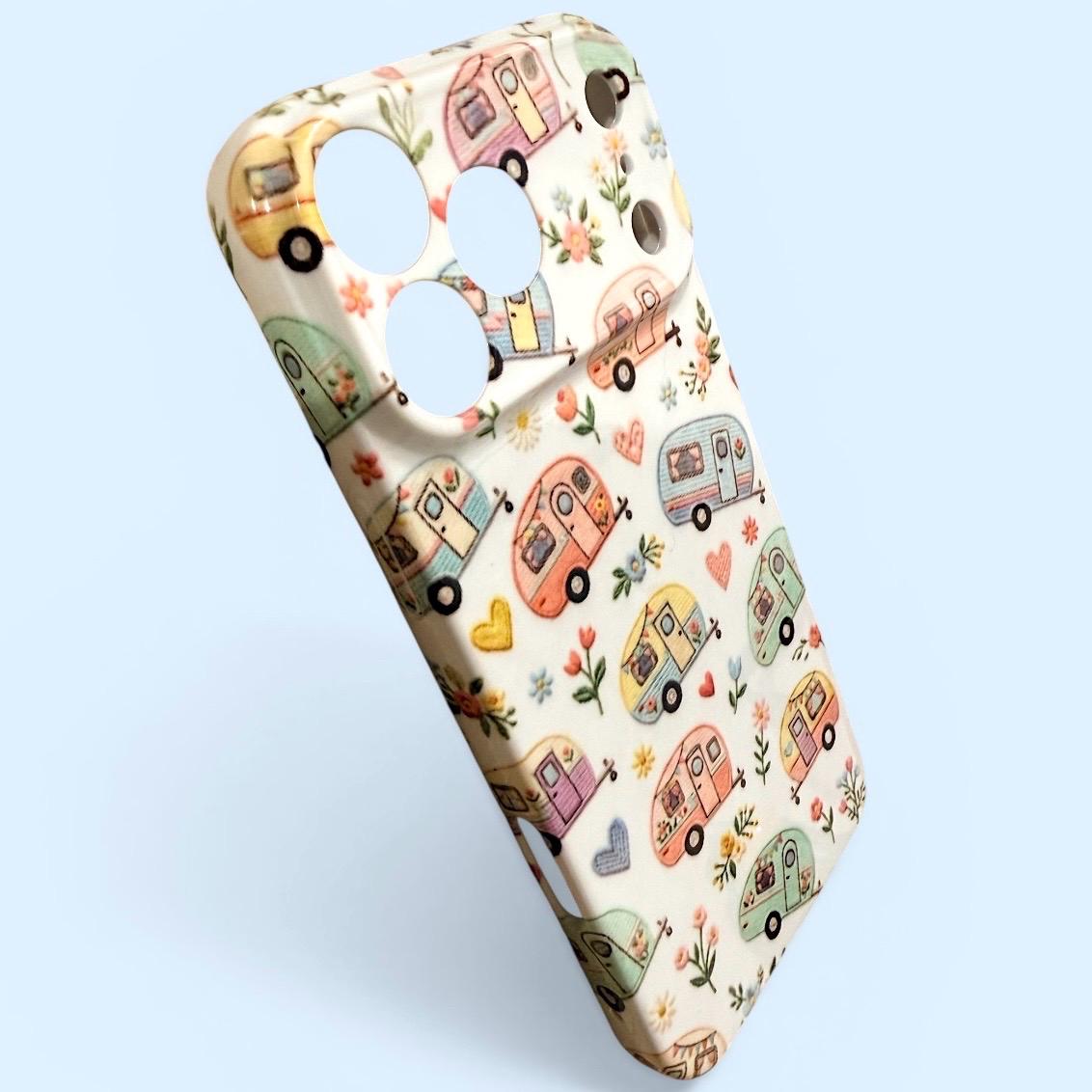Happy Camper Floral Embroidered Style Camping iPhone Case: 17 18 Pro Max