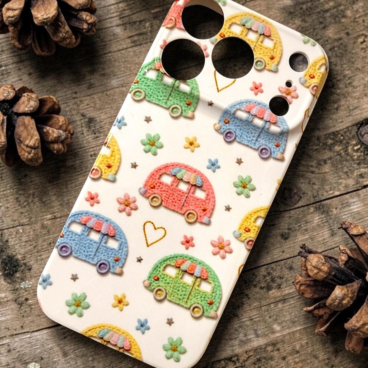 Last One! Faux Embroidered Cross Stitch Look Camping Iphone Case 17 16  Pro Max Happy Camper Cute Floral