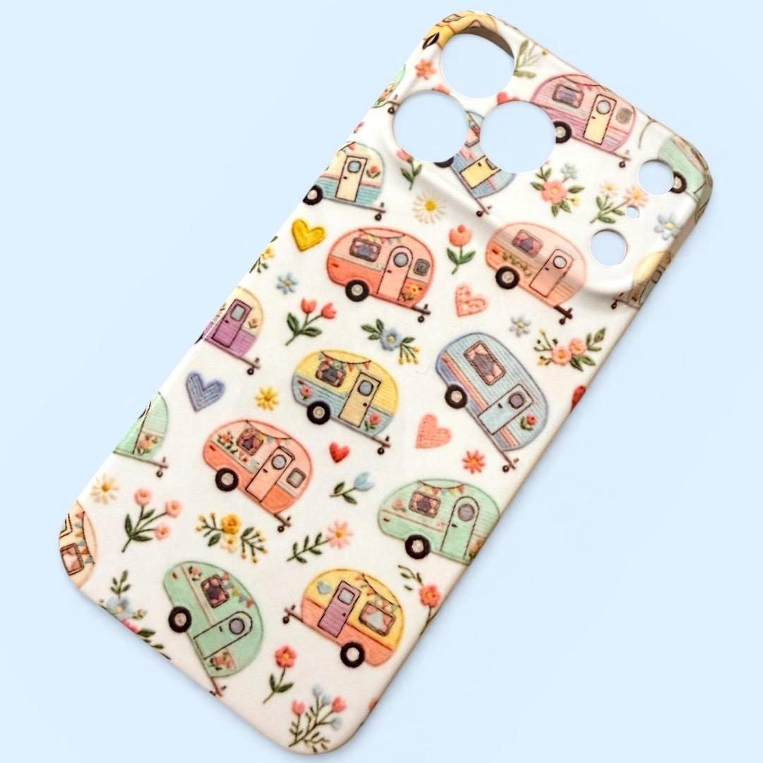 Happy Camper Floral Embroidered Style Camping iPhone Case: 17 18 Pro Max