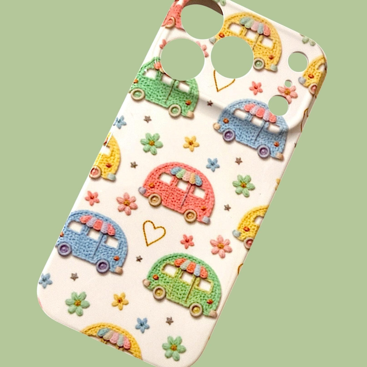 Last One! Faux Embroidered Cross Stitch Look Camping Iphone Case 17 16  Pro Max Happy Camper Cute Floral