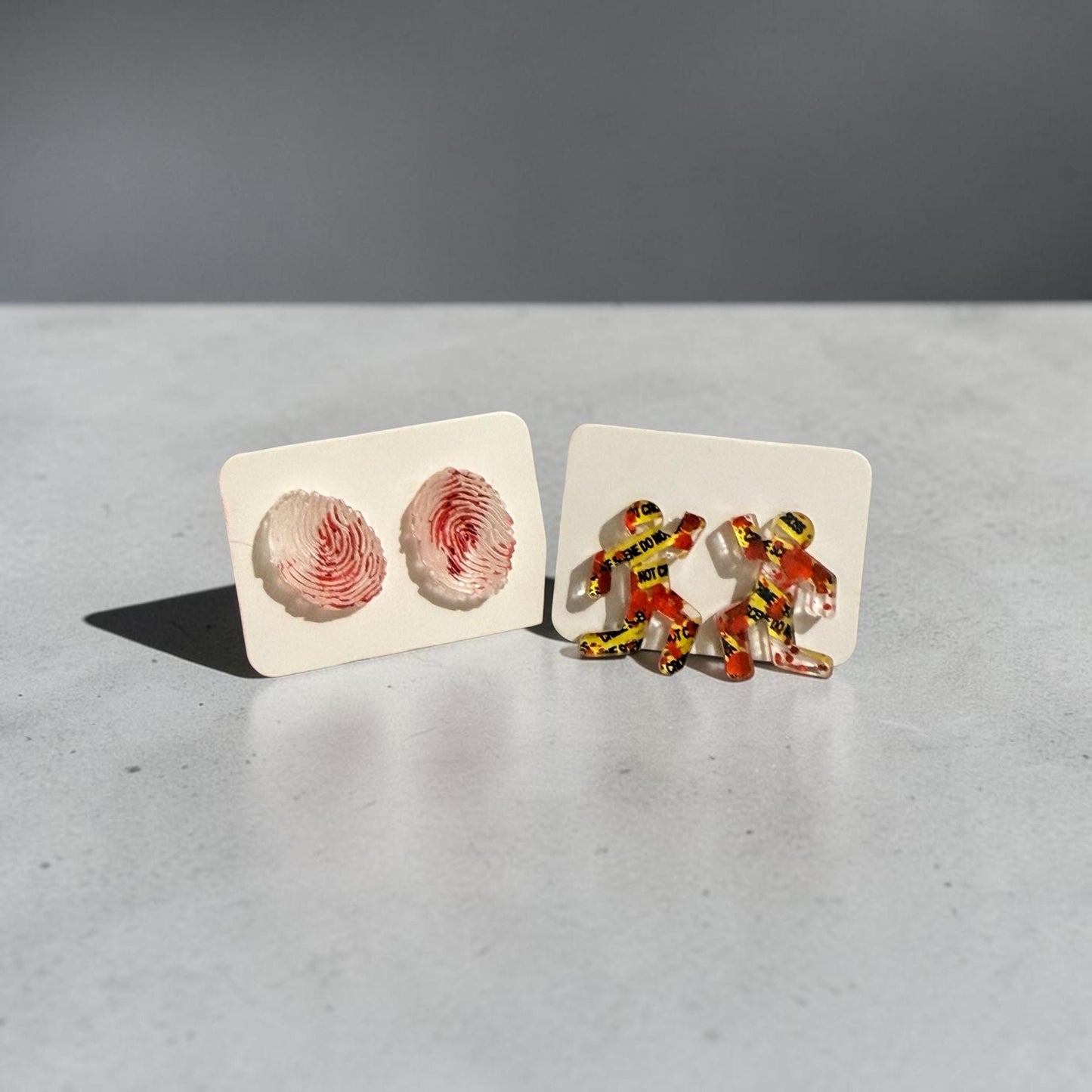 TWO PAIRS Crime Scene, True Crime, Earrings, Body Outline, CSI, Forensics Christmas Dexter Fingerprint