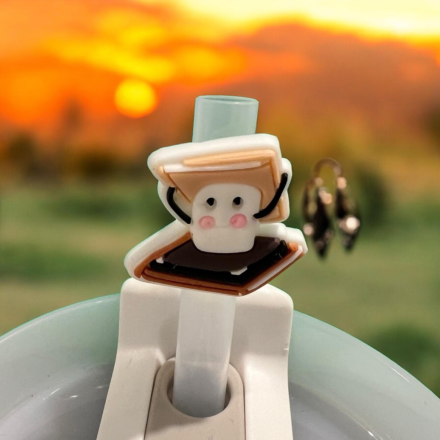 S'mores Hair Clip Mini Tumbler Gift Bag, Camping, Camper Kids,  S'mores Squishy, Campfire Smores, Straw Toppers
