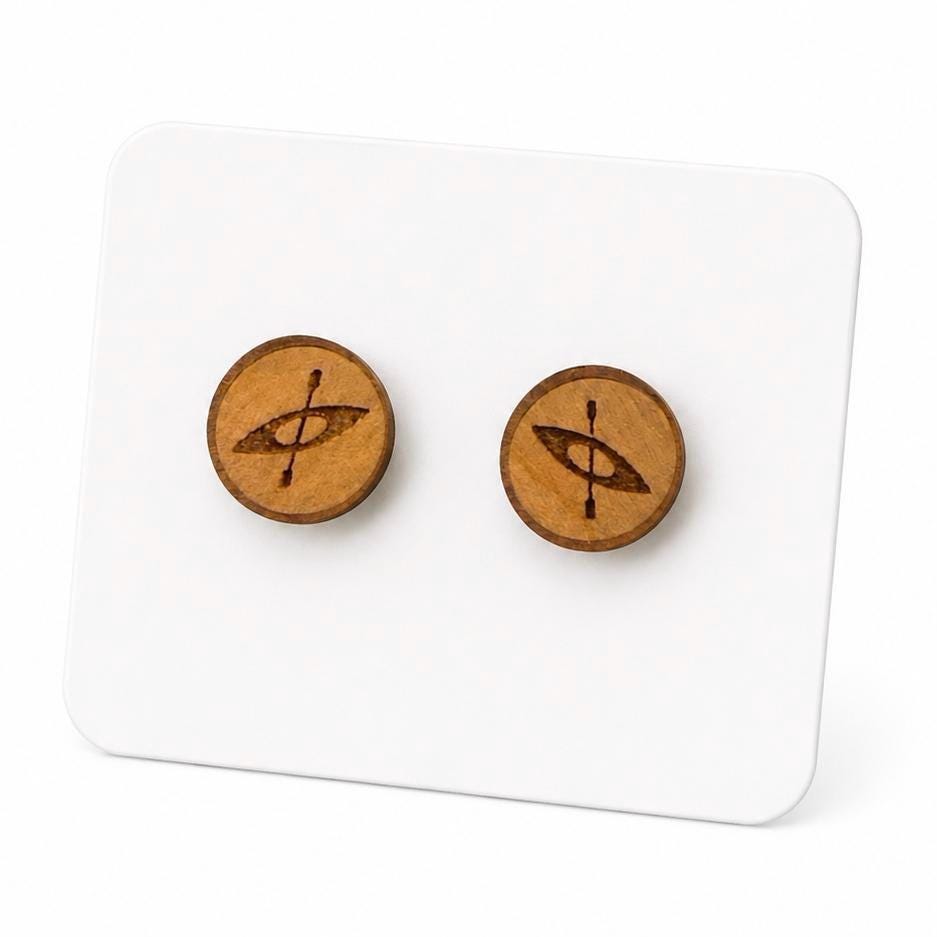 Nature Earrings Forest, Kayak, Mountain, Camping, Bear Claw, Hiking, Backpack, Mushrooms Stud Earrings