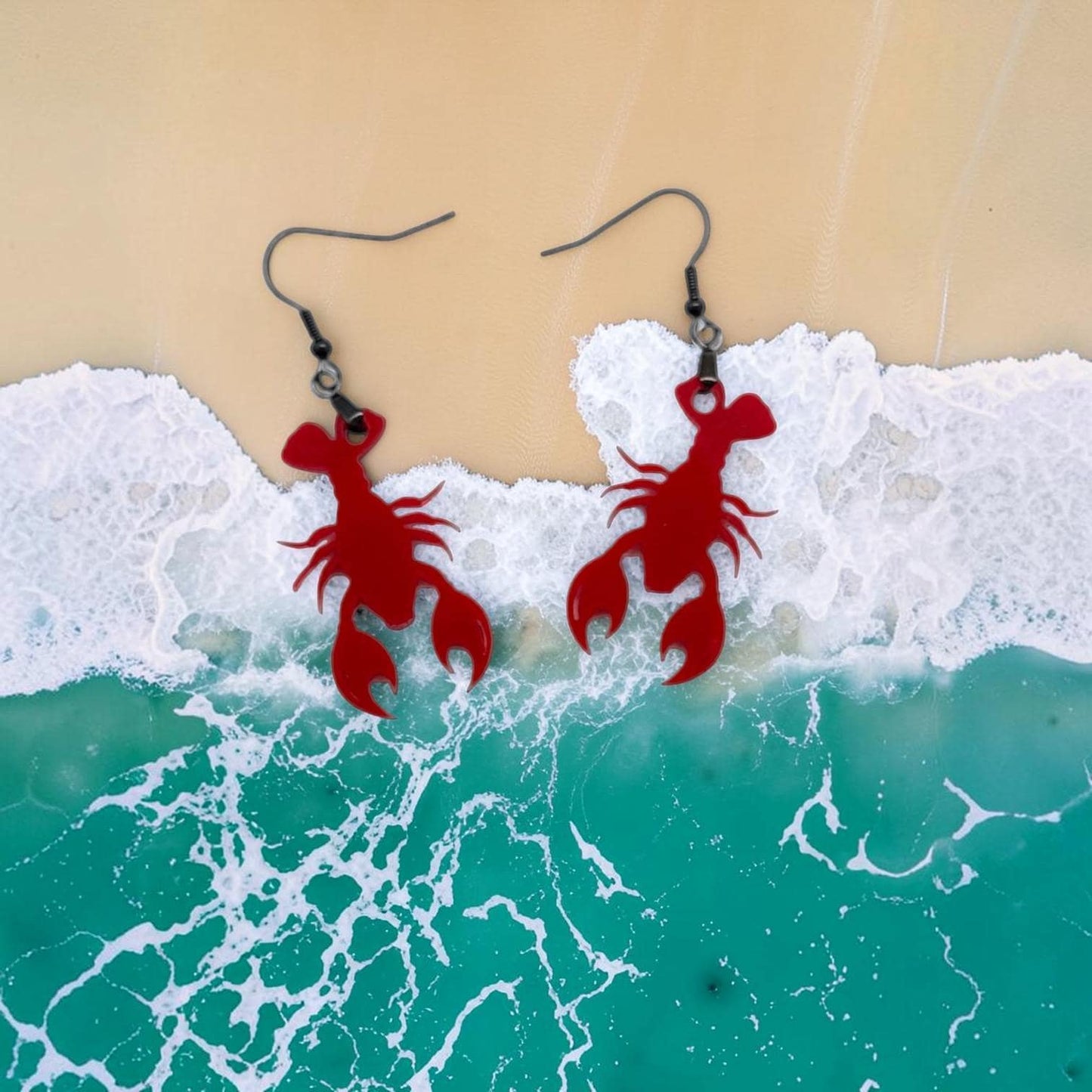 Maine Lobster Acrylic Earrings Hypoallergenic, Bar Harbor Lobstah