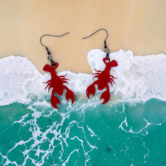 Maine Lobster Acrylic Earrings Hypoallergenic, Bar Harbor Lobstah