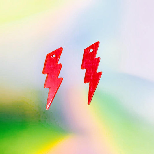 2 Pairs of BLANKS Fluorescent Lightning Bolts 80's Earrings Pink Orange GenX Neon