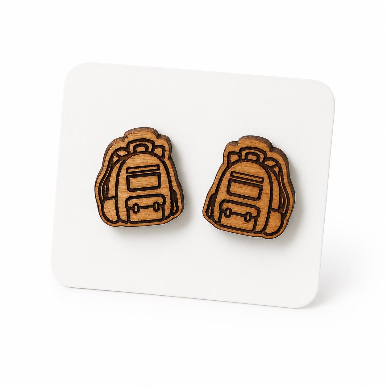 Nature Earrings Forest, Kayak, Mountain, Camping, Bear Claw, Hiking, Backpack, Mushrooms Stud Earrings
