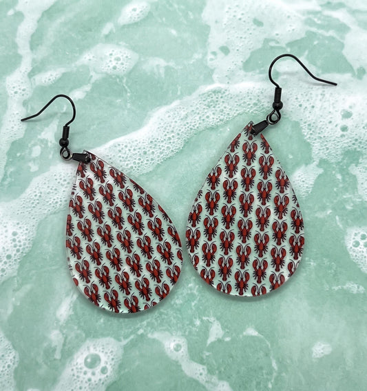 Maine Lobster Acrylic Earrings Hypoallergenic, Bar Harbor Lobstah