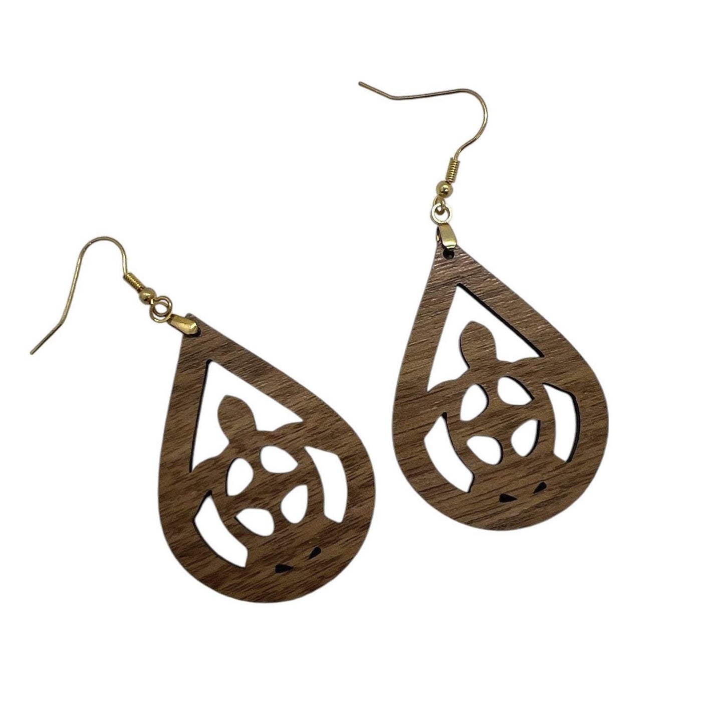 Sea Turtles Wood Engraved Earrings Hypoallergenic