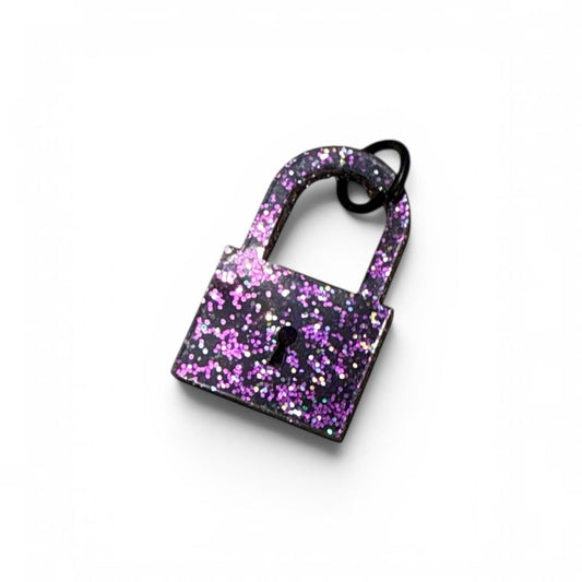 Purple Padlock Lock Showgirl Purse Bag Charm