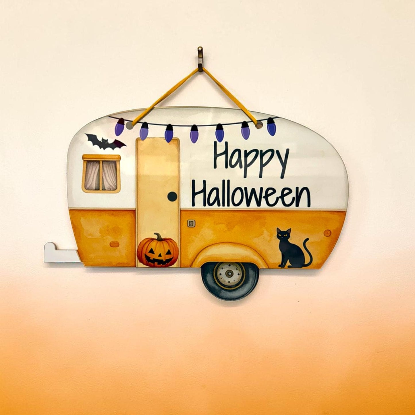 Personalized Haloween Camper Travel Trailer Door Hanger Sign Campground Name or Happy Halloween