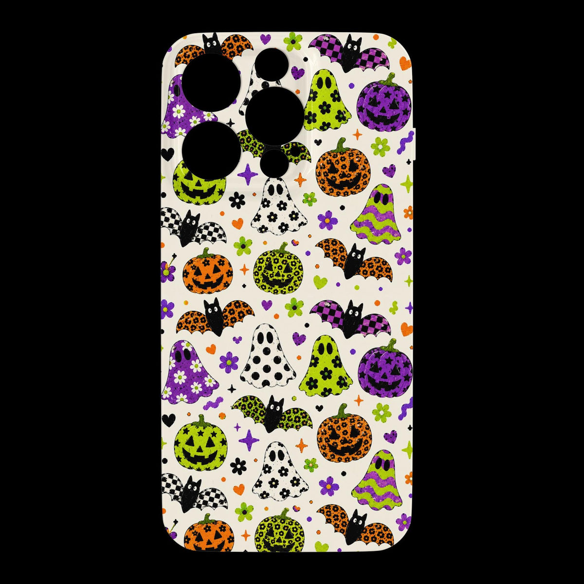 Funky Halloween, Spooky, Cute, Skeletons, Bats, Pumpkins Iphone Case 17 16  Pro Max, Plus Kids Hippie
