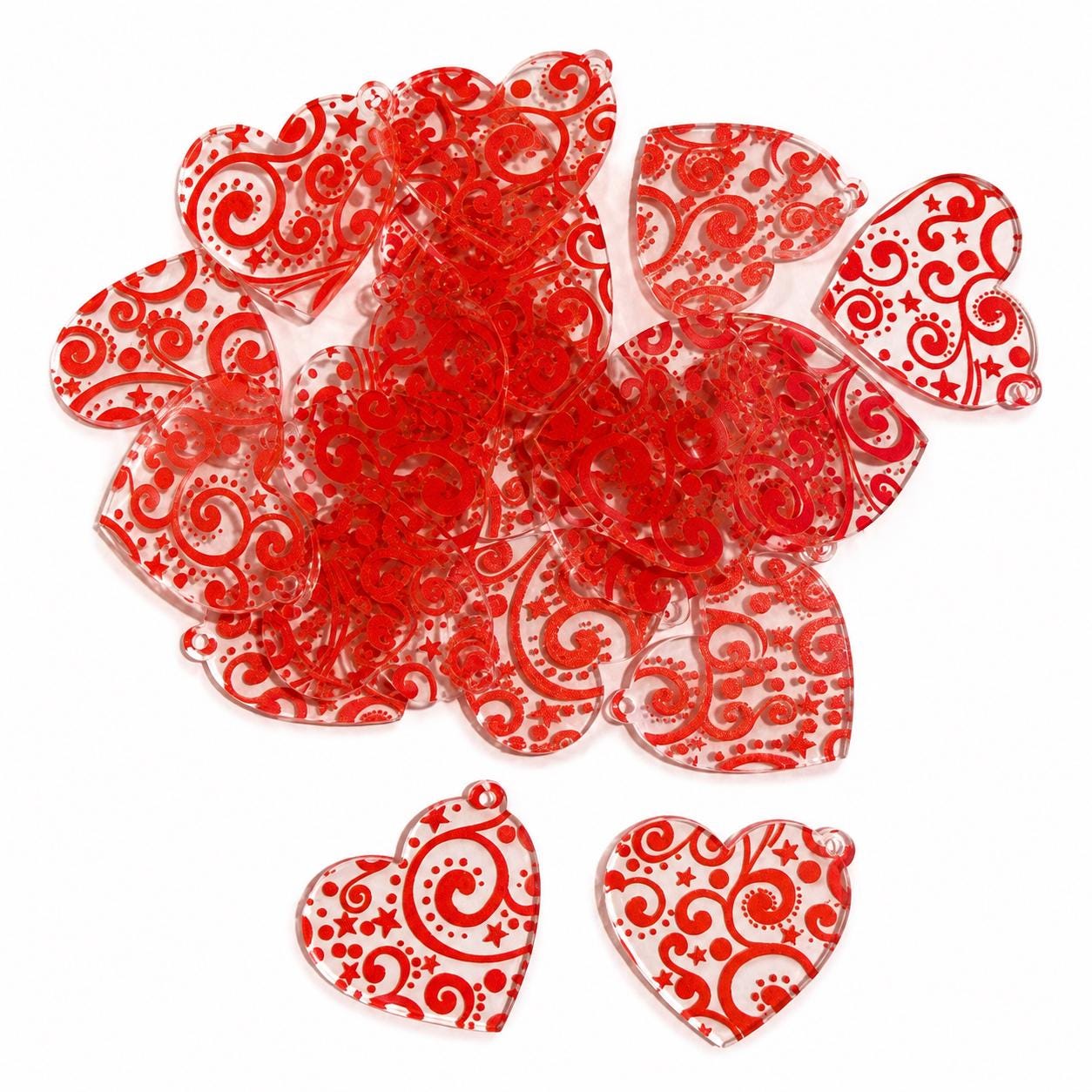 20 Pairs of Acrylic Lace style Print Heart Earring Blanks Valentines Day NO Hardware