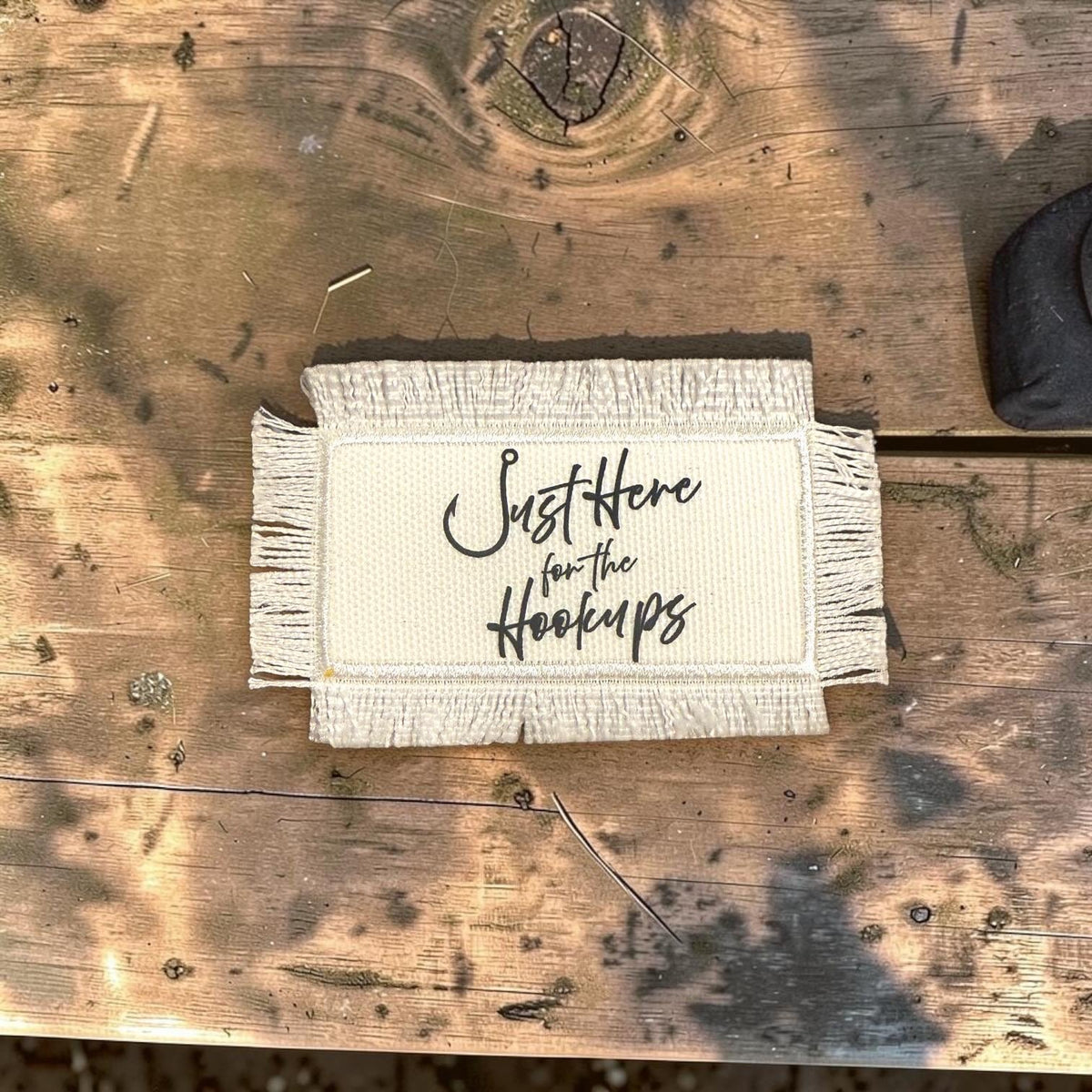 Just Here for the Hookups Fishing Patches Iron On Heat Press Hats Jackets Vests Bags