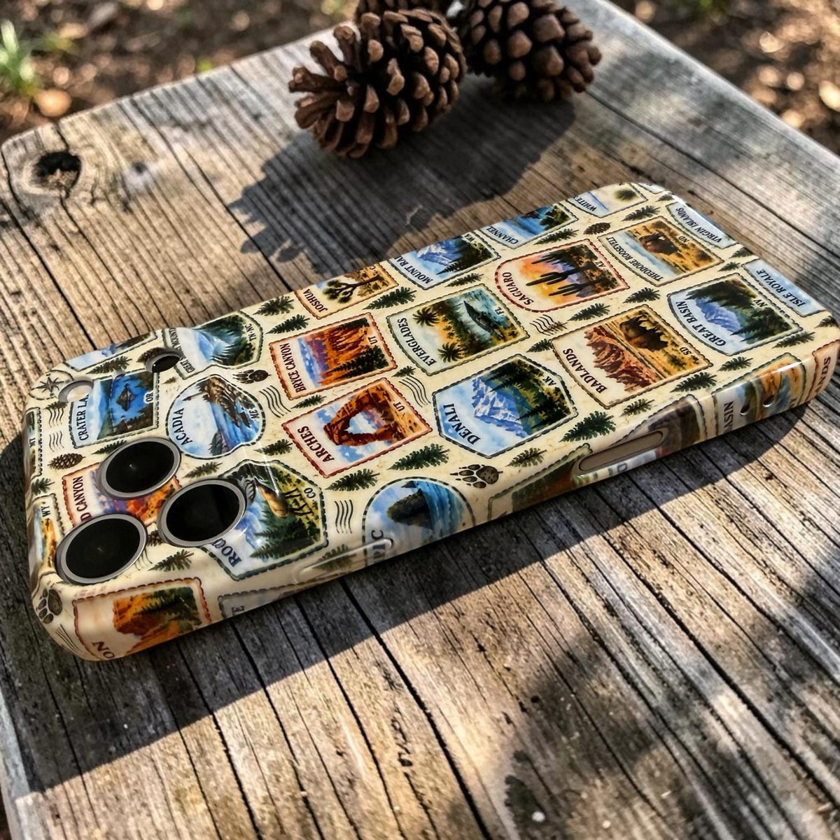 National Parks Stamps Themed NPS Inspired Iphone Case 18 17 16 plus  Pro Max, Plus Yellowstone Arches Grand Canyon Bryce Denali