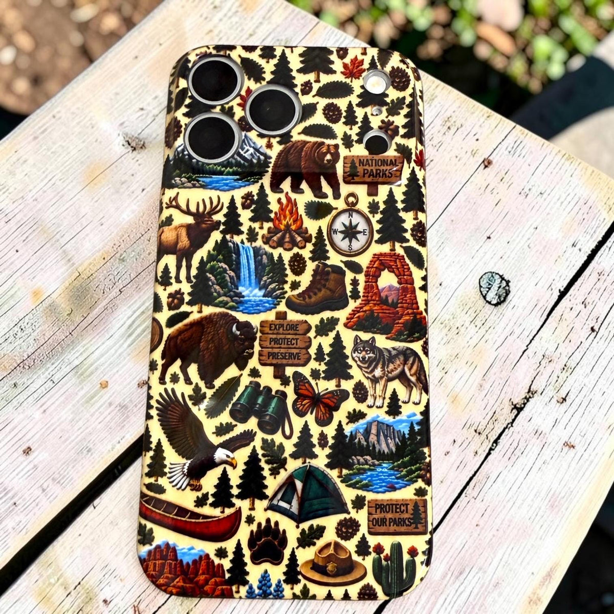 National Parks Themed NPS Inspired Iphone Case 18 17 16 plus  Pro Max, Plus Yellowstone Arches Grand Canyon Bryce Denali Ranger