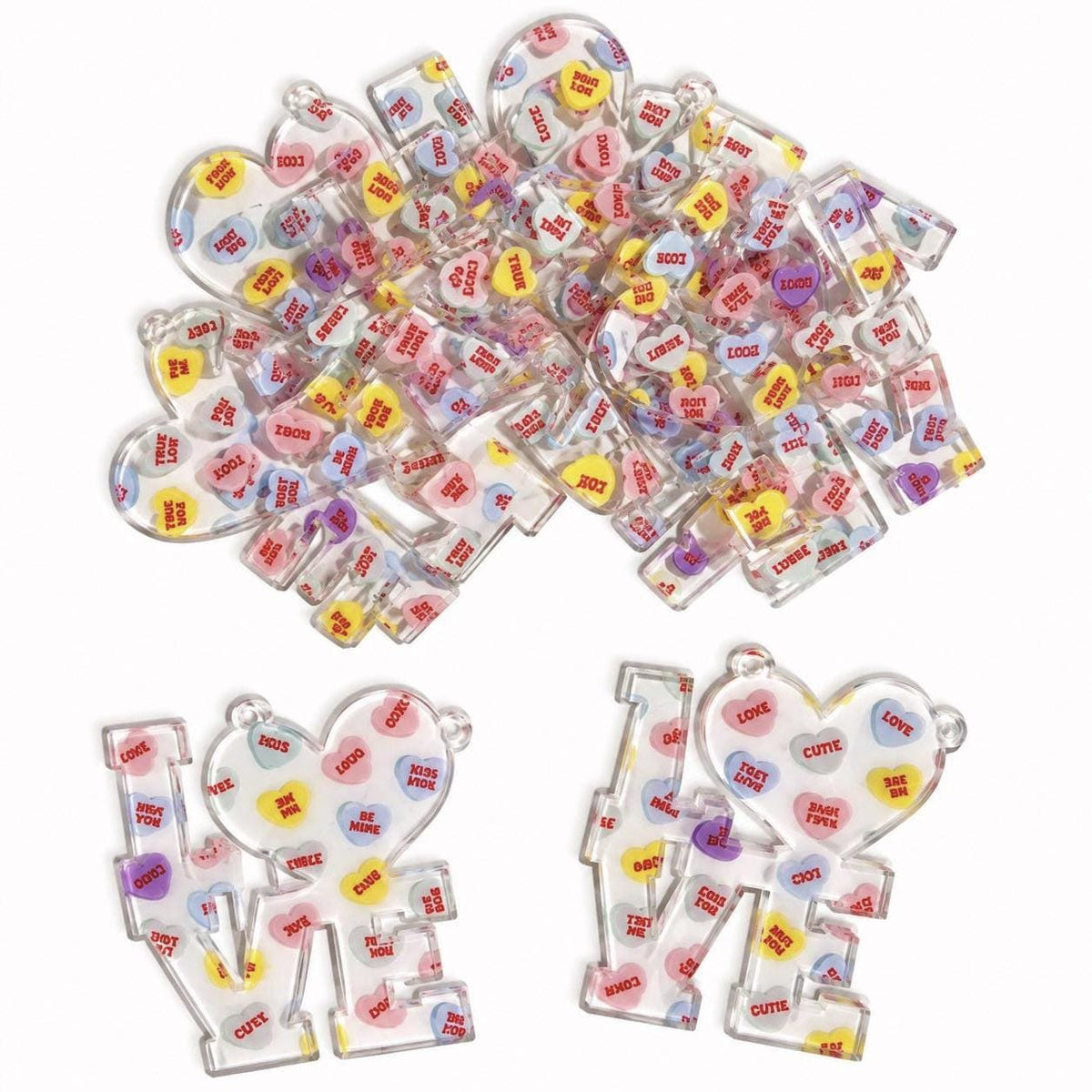 4 Pairs of Valentines Conversation Heart LOVE Earring Blanks NO Hardware