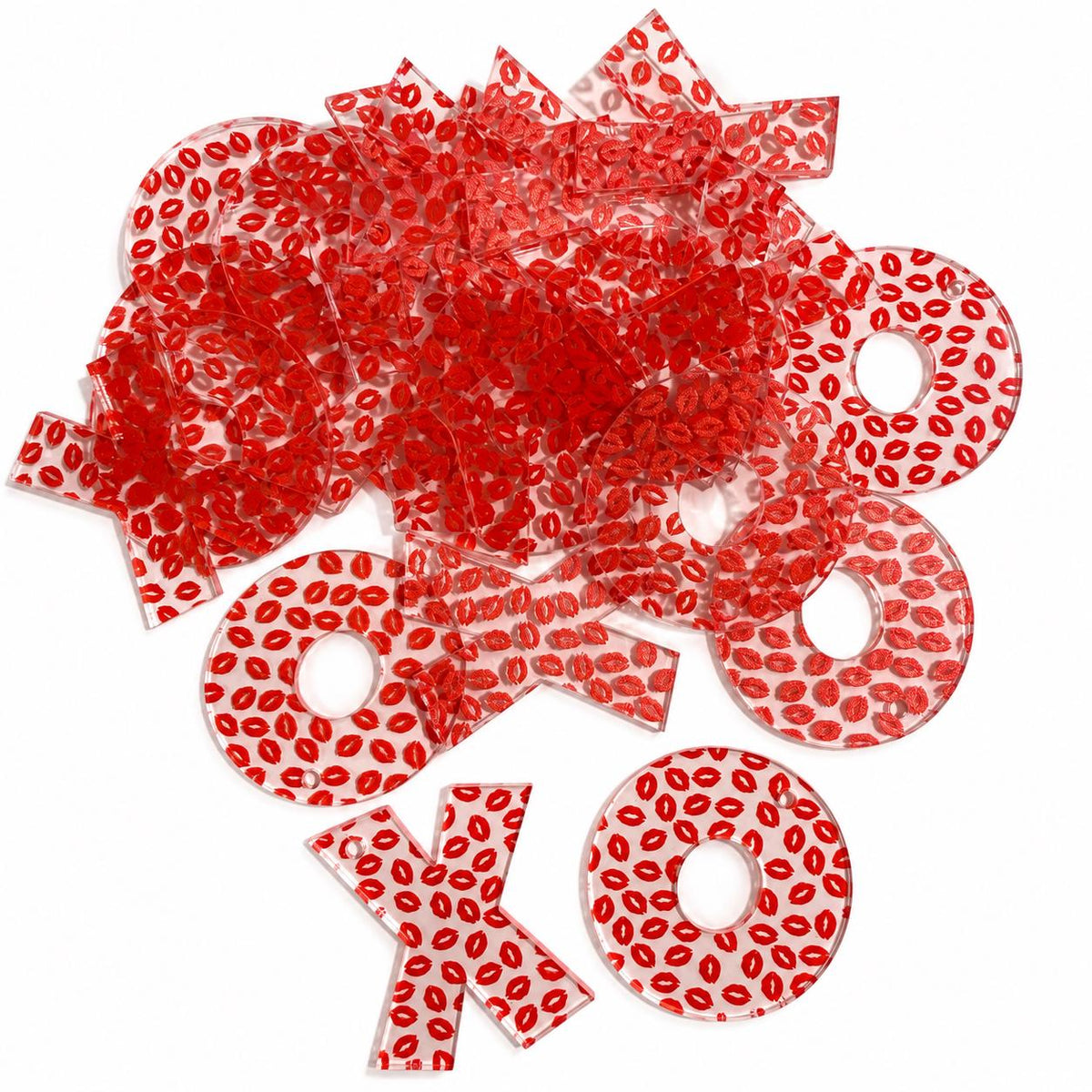 10 Pairs of 2" XO Red Lips Valentines Day Acrylic Earring Blanks No Hardware