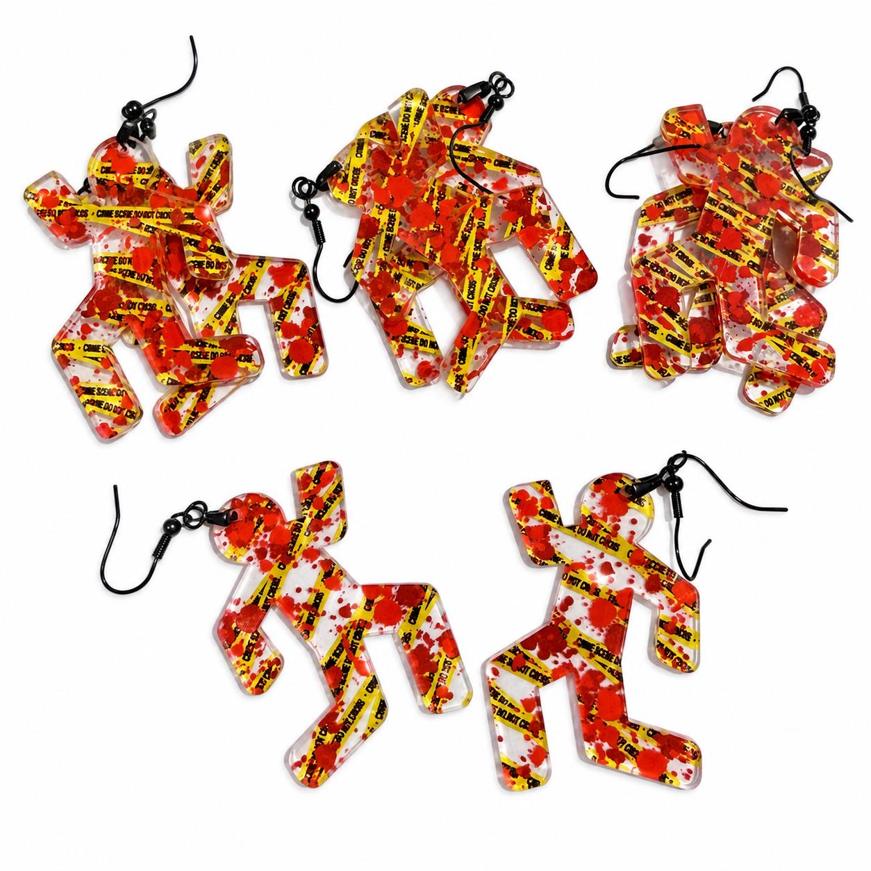 Last 4 PAIRS Crime Scene, True Crime, Earrings, Body Outline, CSI, Forensics Christmas Dexter