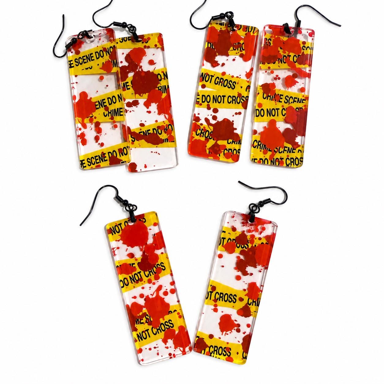 Last 3 PAIRS Crime Scene, True Crime, Earrings, Body Outline, CSI, Forensics Christmas Dexter