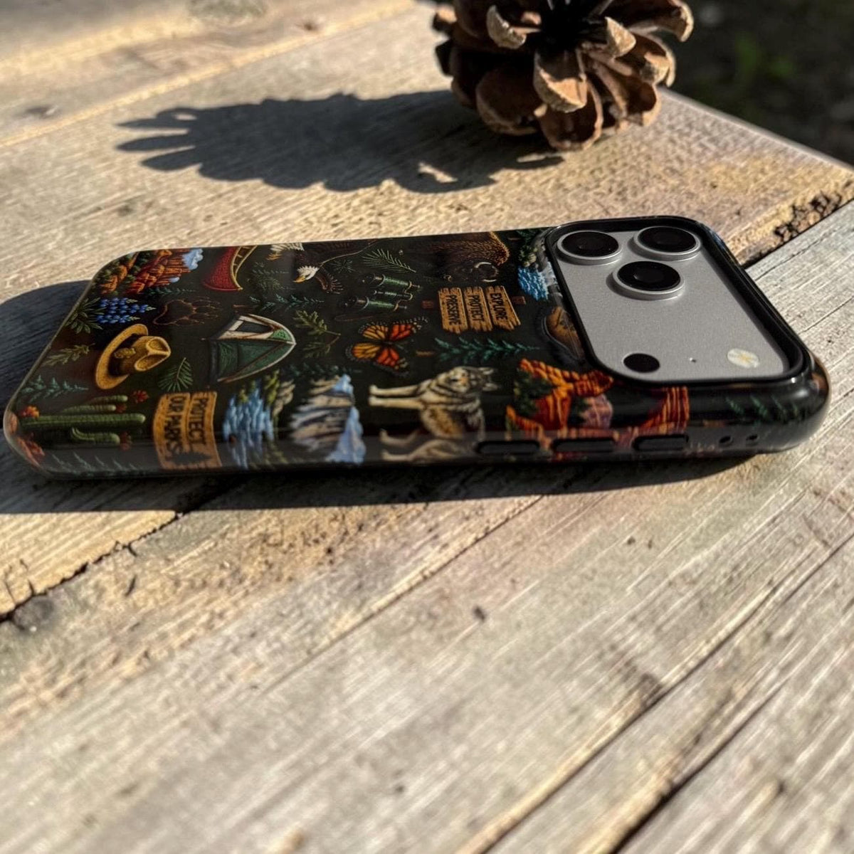 Embroidered Style National Parks Themed  NPS Tough Iphone Case 18 17 16 Pro, Pro Max, Plus Yellowstone Buffalo Arches Camping MagSafe Eagle