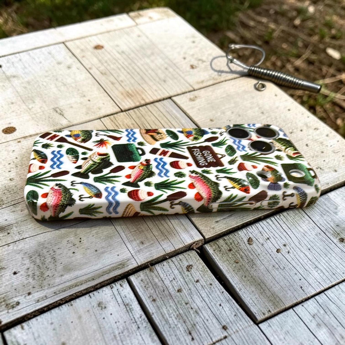Fishing Emroidered Style Inspired Iphone Case 18 17 16 plus  Pro Max, Fish Trout Fishing Phone Case