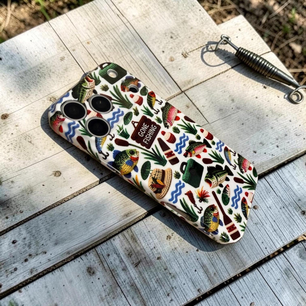 Fishing Emroidered Style Inspired Iphone Case 18 17 16 plus  Pro Max, Fish Trout Fishing Phone Case