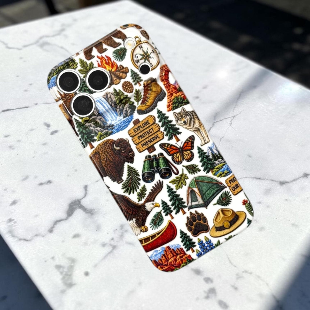 National Parks Themed NPS Inspired Iphone Case 18 17 16 plus Pro Max, Plus Yellowstone Arches Grand Canyon Bryce Denali Ranger