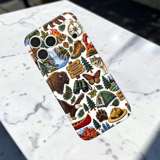 National Parks Themed NPS Inspired Iphone Case 18 17 16 plus Pro Max, Plus Yellowstone Arches Grand Canyon Bryce Denali Ranger