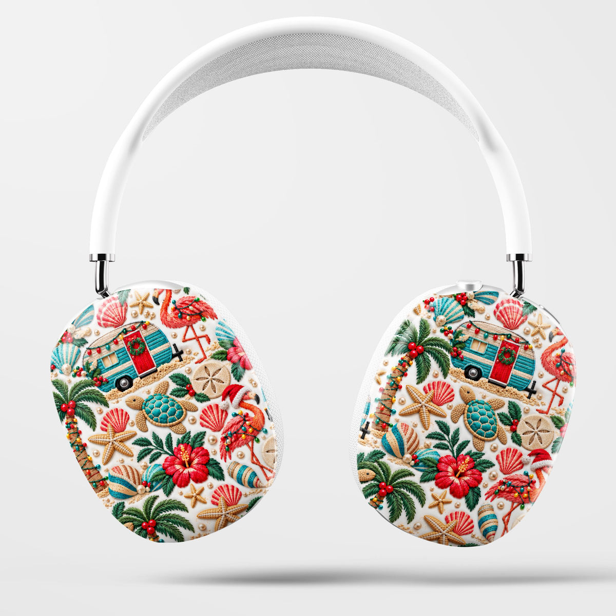 Beach Coastal Christmas Flamingo Camping Crochet Style 3D Knit Apple Airpods Max Cases Covers Air Pods Lilly Inspired