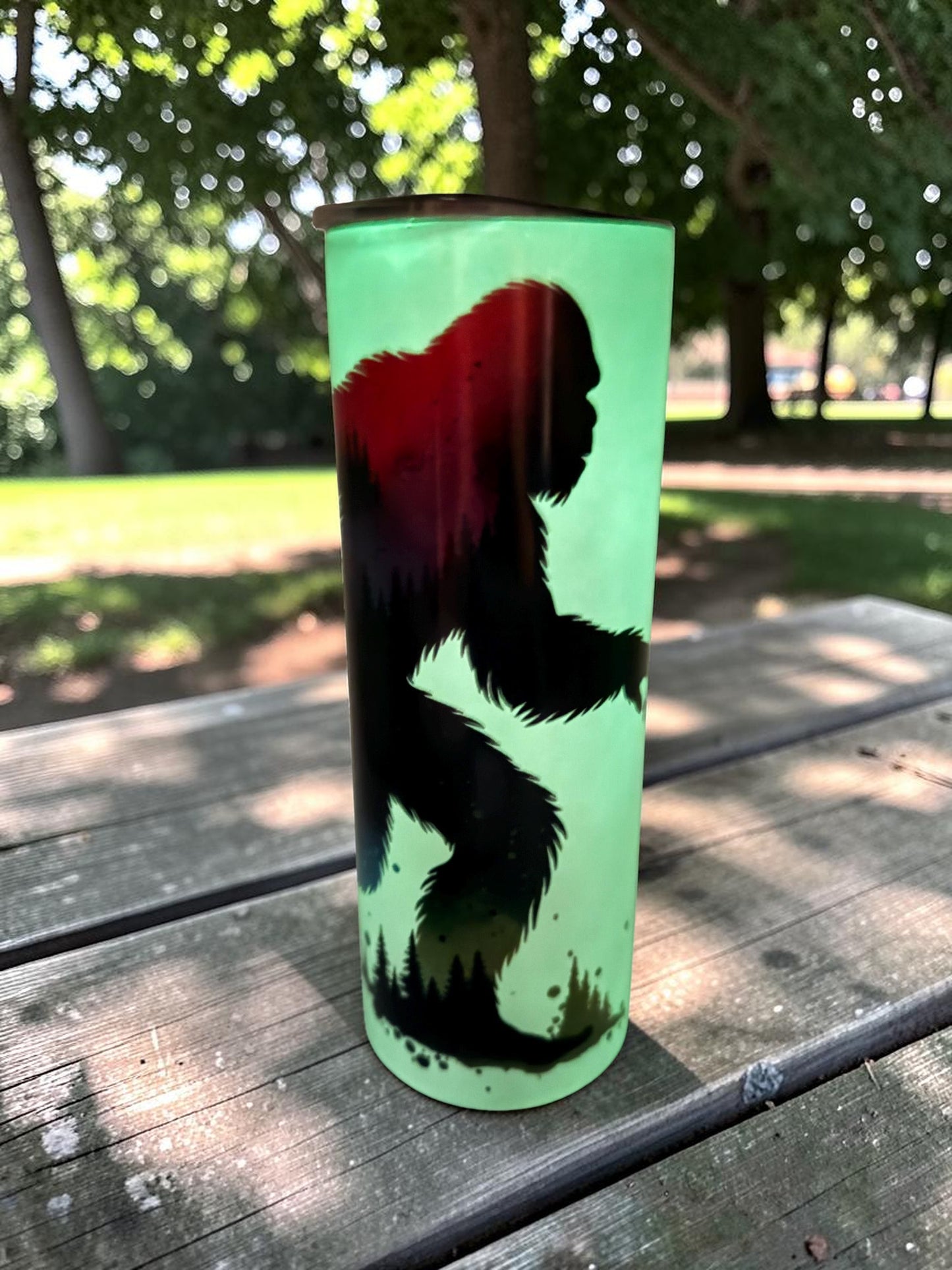 Glow in the Dark Sasquatch, Bigfoot, Yeti, Cryptid Camping Camper Tumbler 20oz